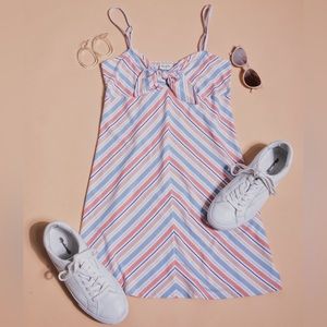 Others Follow Coral, Blue, Yellow and Gray Stripped Sundress